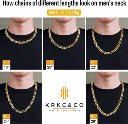Herren Cuban Link Chain 18K Gold beschichtet Iced Out Verschluss 56cm
