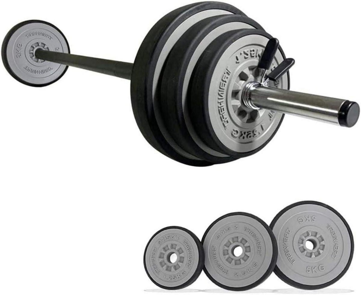 TrainHard 20 kg Hantelset mit Langhantelstangen und Hantelscheiben