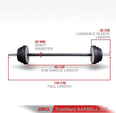 TrainHard 20 kg Hantelset mit Langhantelstangen und Hantelscheiben