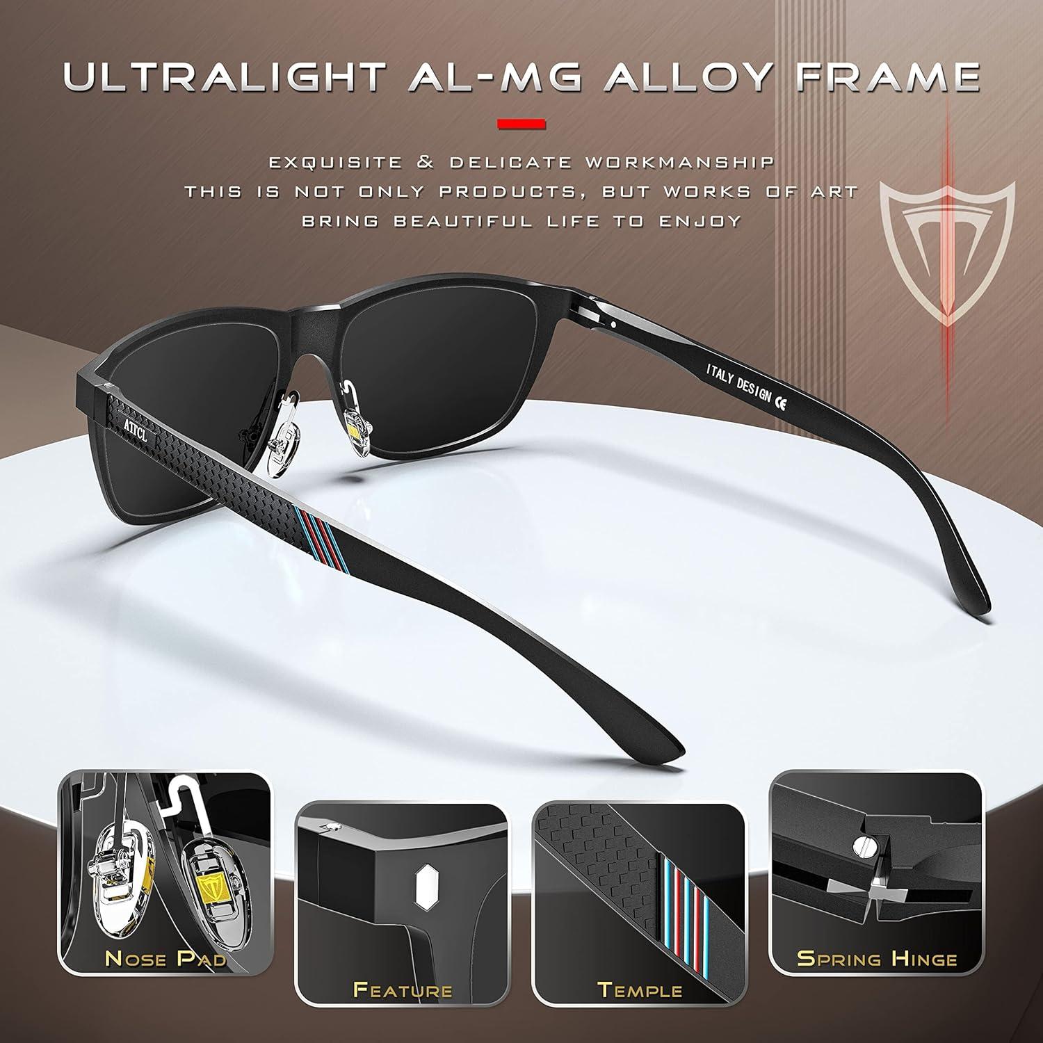 ATTCL Polarisierte Sport Sonnenbrille Herren UV400 AL-MG Rahmen Golf Angeln
