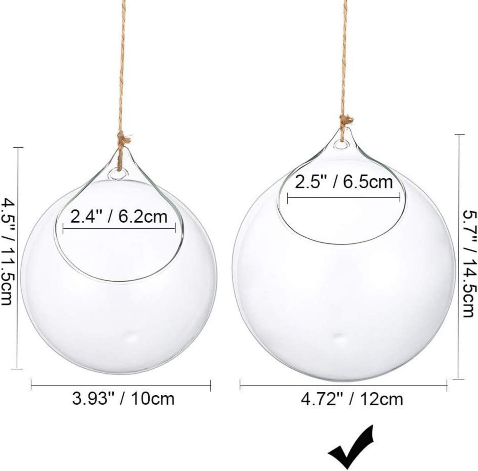 Hängende Glaskugel Vase Terrarium Sukkulenten DIY Deko 2er Set 12cm