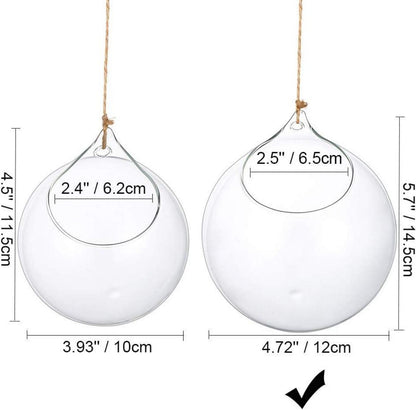 Hängende Glaskugel Vase Terrarium Sukkulenten DIY Deko 2er Set 12cm
