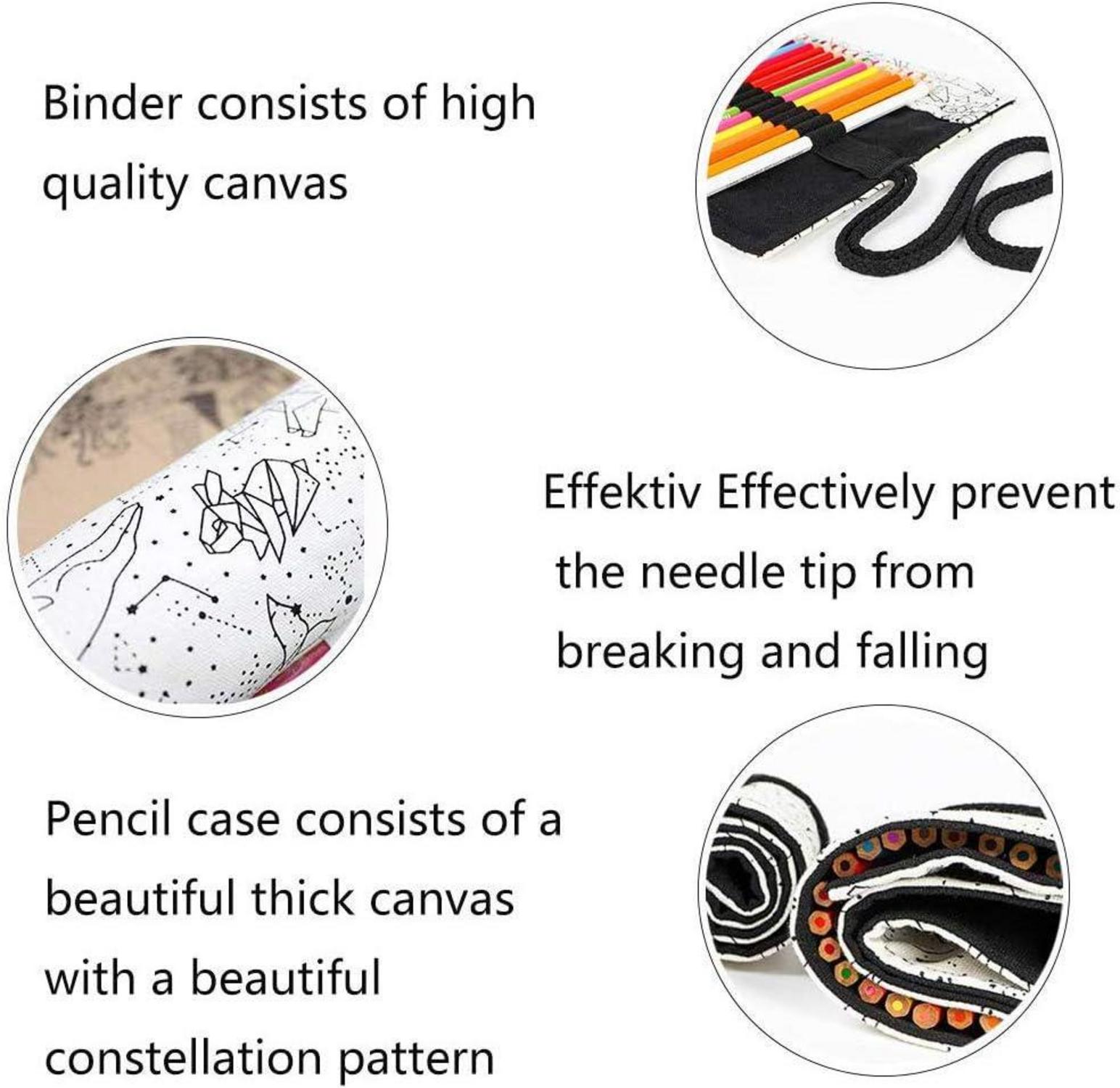 Stifterolle Leinwand 72 Stifte Buntstifte Bleistift Wrap 82x20cm