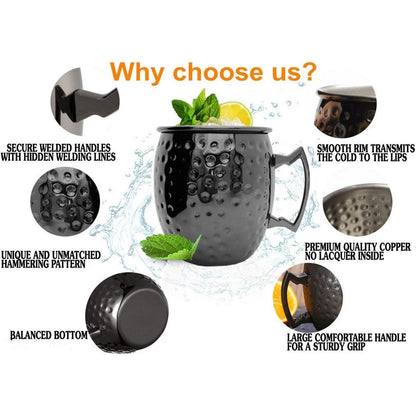 Moscow Mule Becher Set 4er Gunmetal Schwarz 550ml Genießen