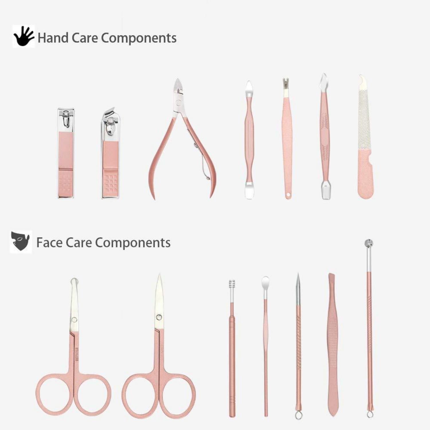 Maniküre Pediküre Set 18-teilig Nagelschere Grooming Kit Leder
