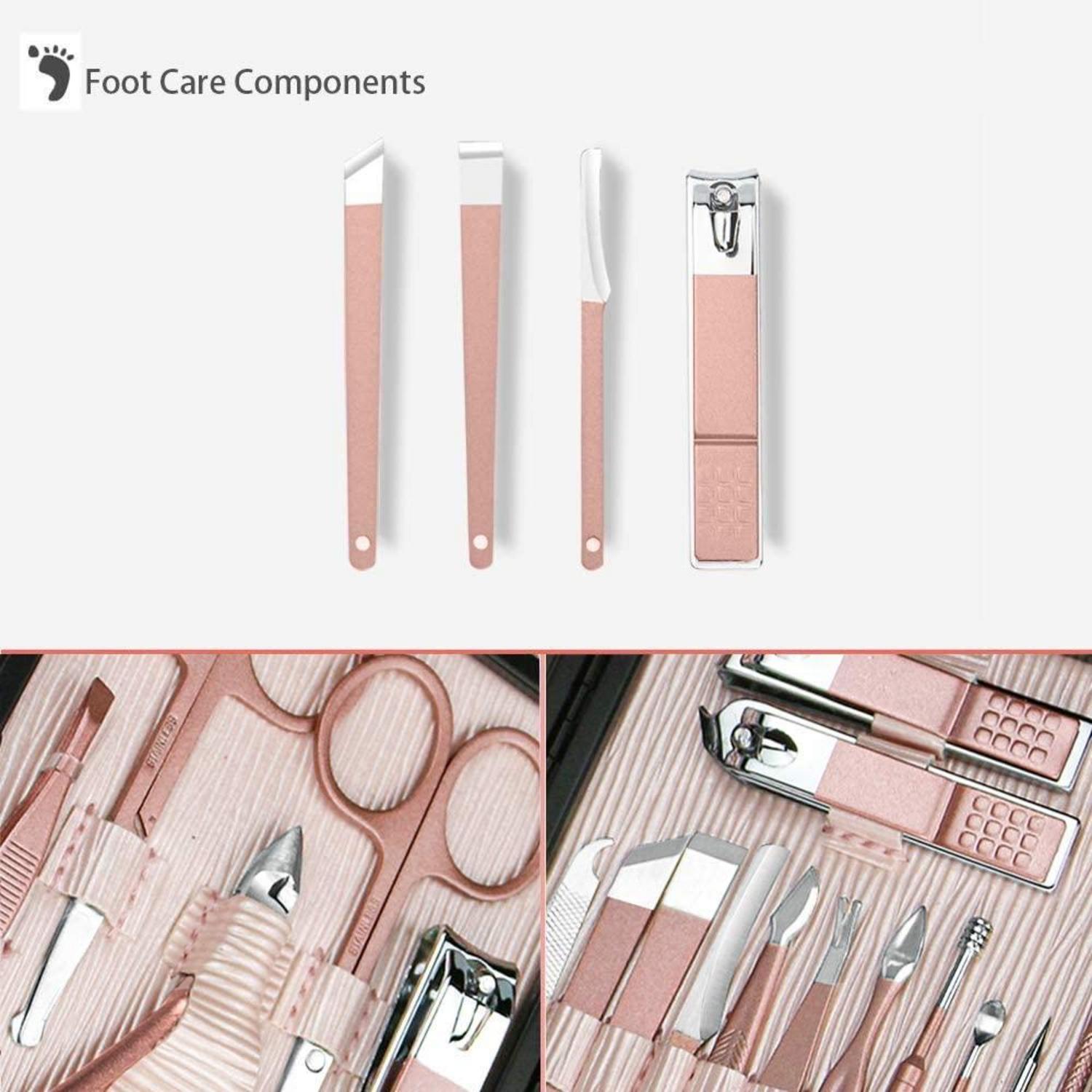 Professionelles Maniküre Pediküre Set 18-teilig Nagelscheren Kit in Pink