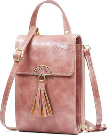 Umhängetasche Damen PU Leder Crossbody Handytasche Rosa