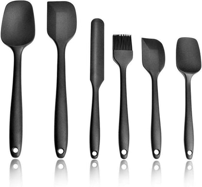 Silikon Spatel Set 6-teilig Kochgeschirr Backen Schwarz