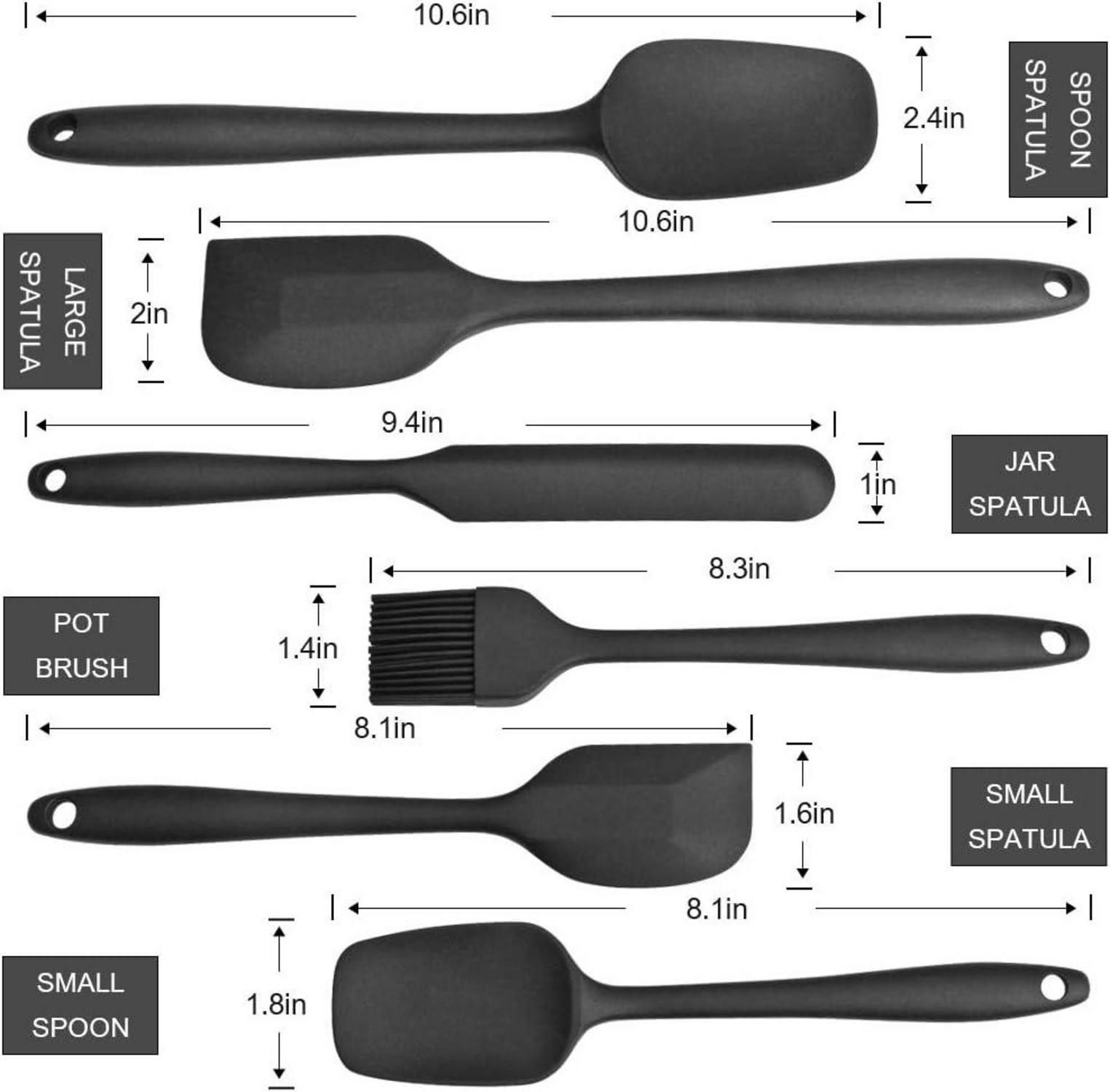 Silikon Spatel Set 6-teilig Kochgeschirr Backen Schwarz