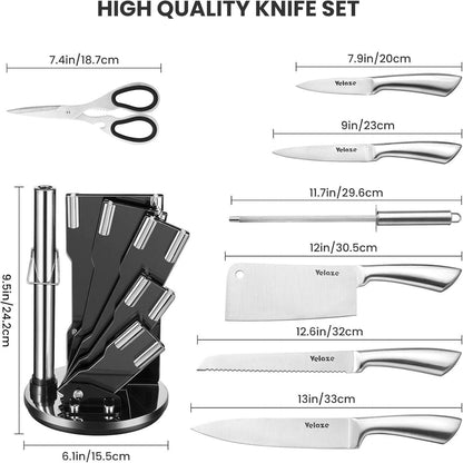 Velaze 8-teiliges Messerblock Set Edelstahl Kochmesser