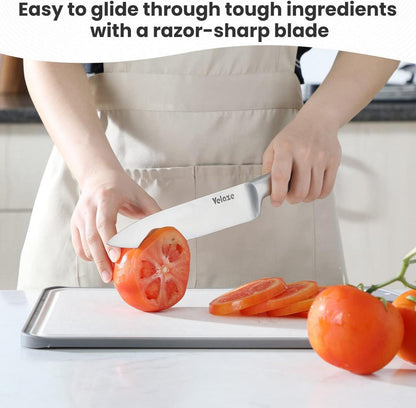 Velaze Messerblock 8-teilig Edelstahl Küchenmesser Fleischmesser Brotmesser