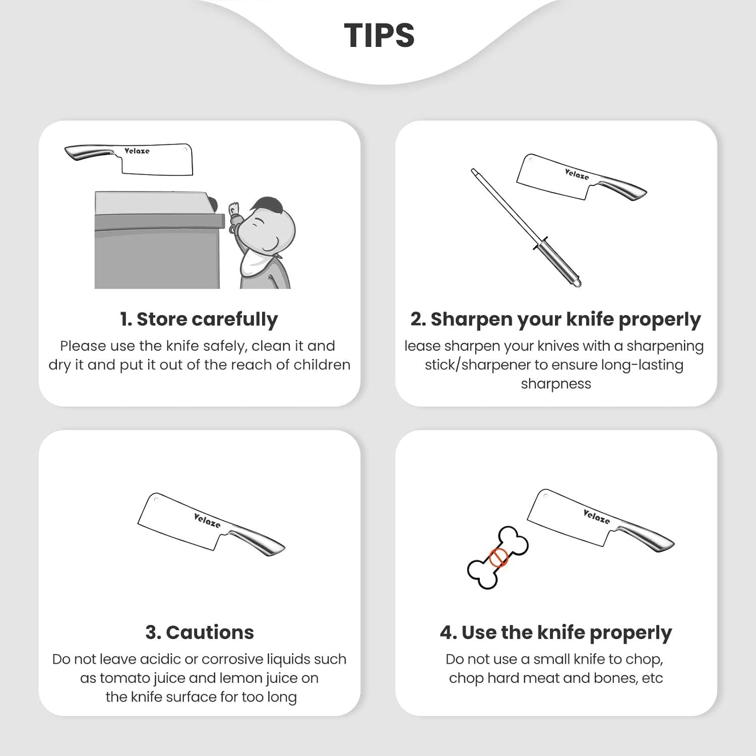 Velaze Messerblock 8-teilig Edelstahl Küchenmesser Fleischmesser Brotmesser