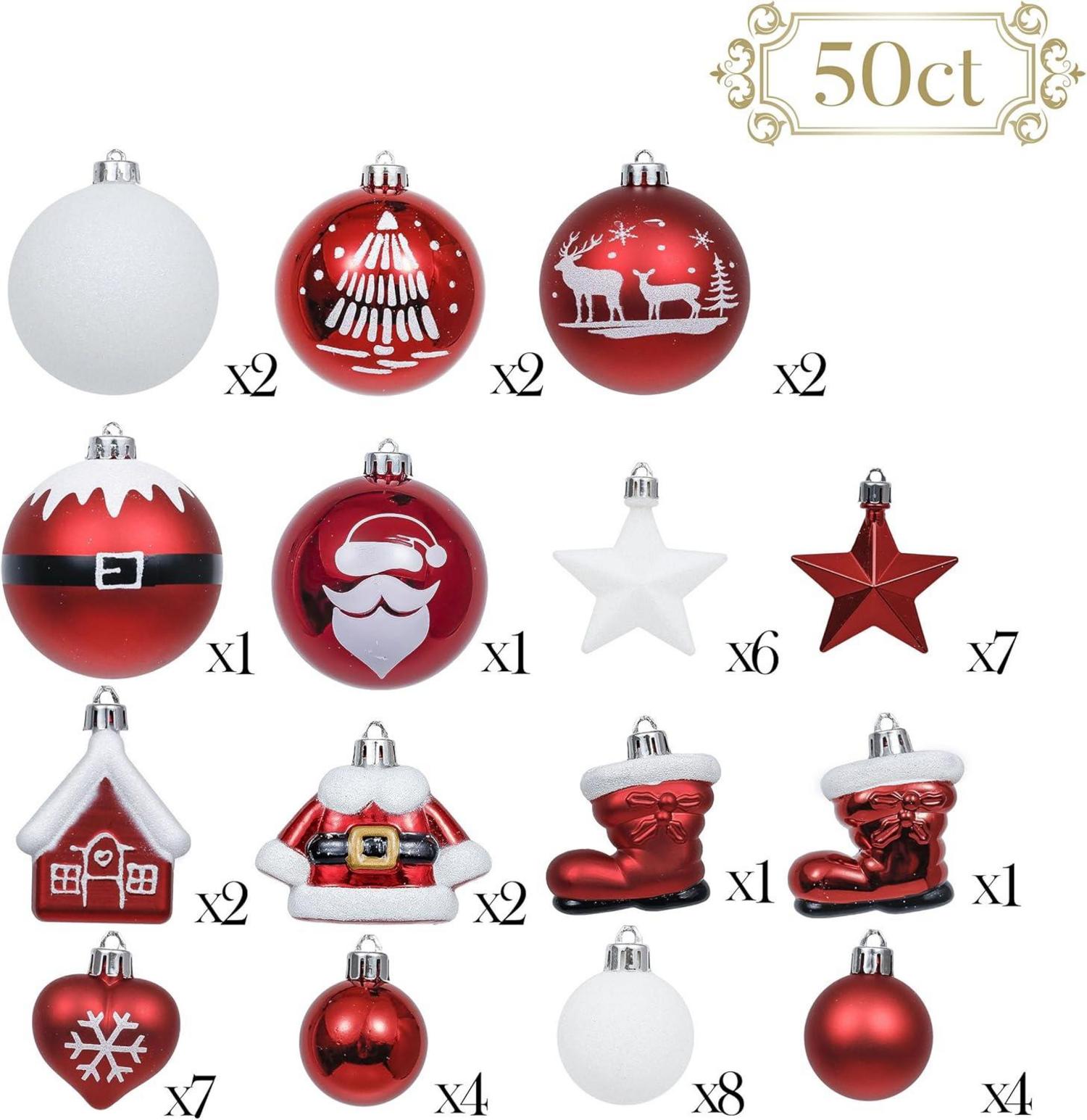 Weihnachtskugeln 50er Set Kunststoff Christbaumschmuck bruchsicher