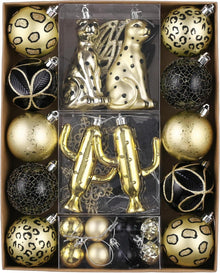 Weihnachtskugeln Set Kunststoff Schwarz Gold 70 TLG
