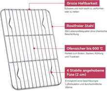 2er Set Edelstahl Kuchengitter zum Backen & Grillen - 24.5 x