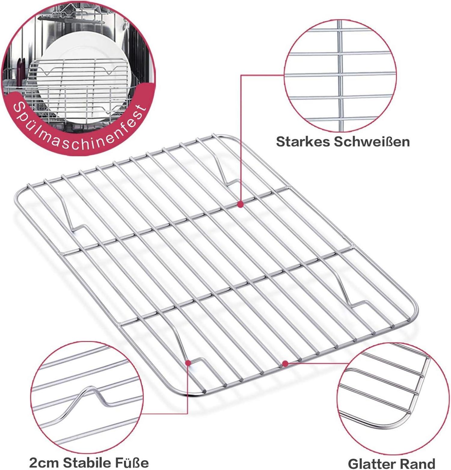 Edelstahl Kuchengitter Set zum Backen Grillen 24.5 x 19 x 2 cm