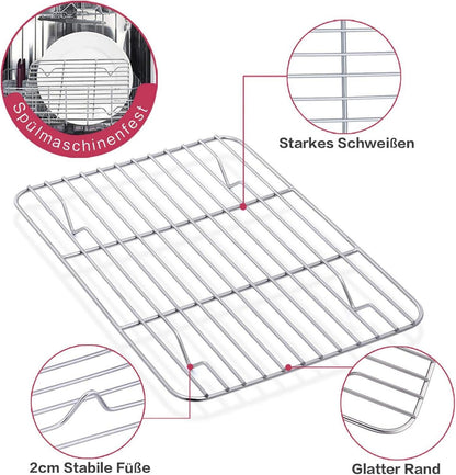 Edelstahl Kuchengitter Set zum Backen Grillen 24.5 x 19 x 2 cm
