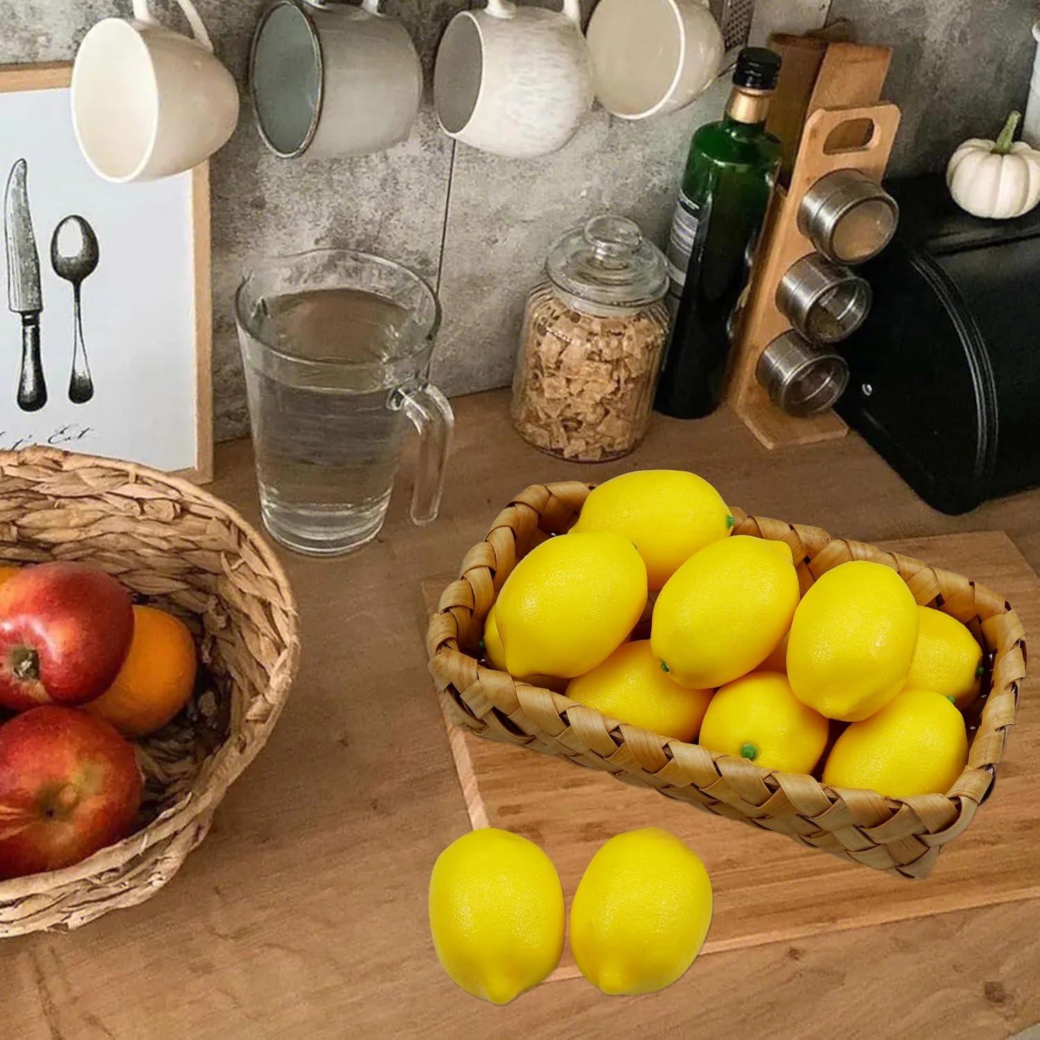 Künstliche gelbe Zitronen 12 Stück 2,9 Zoll x 2 Zoll, lebensecht, für