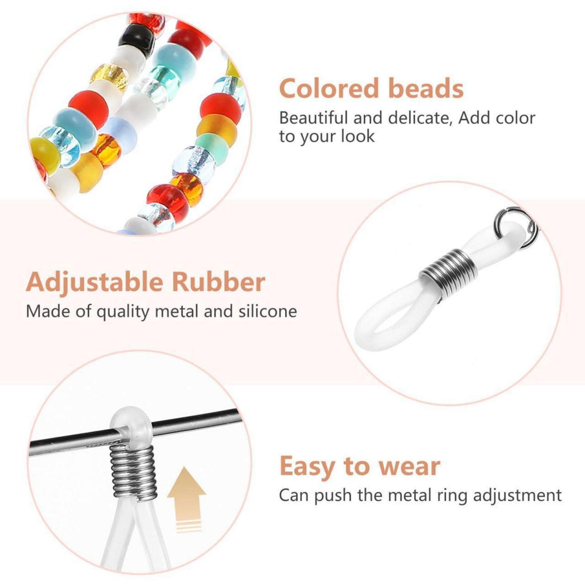 Brillenkette Damen mit Perlen – Anti-Rutsch Brillenband