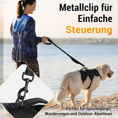 Ausbruchsicheres Hundegeschirr mit Griff, Schwarz XL