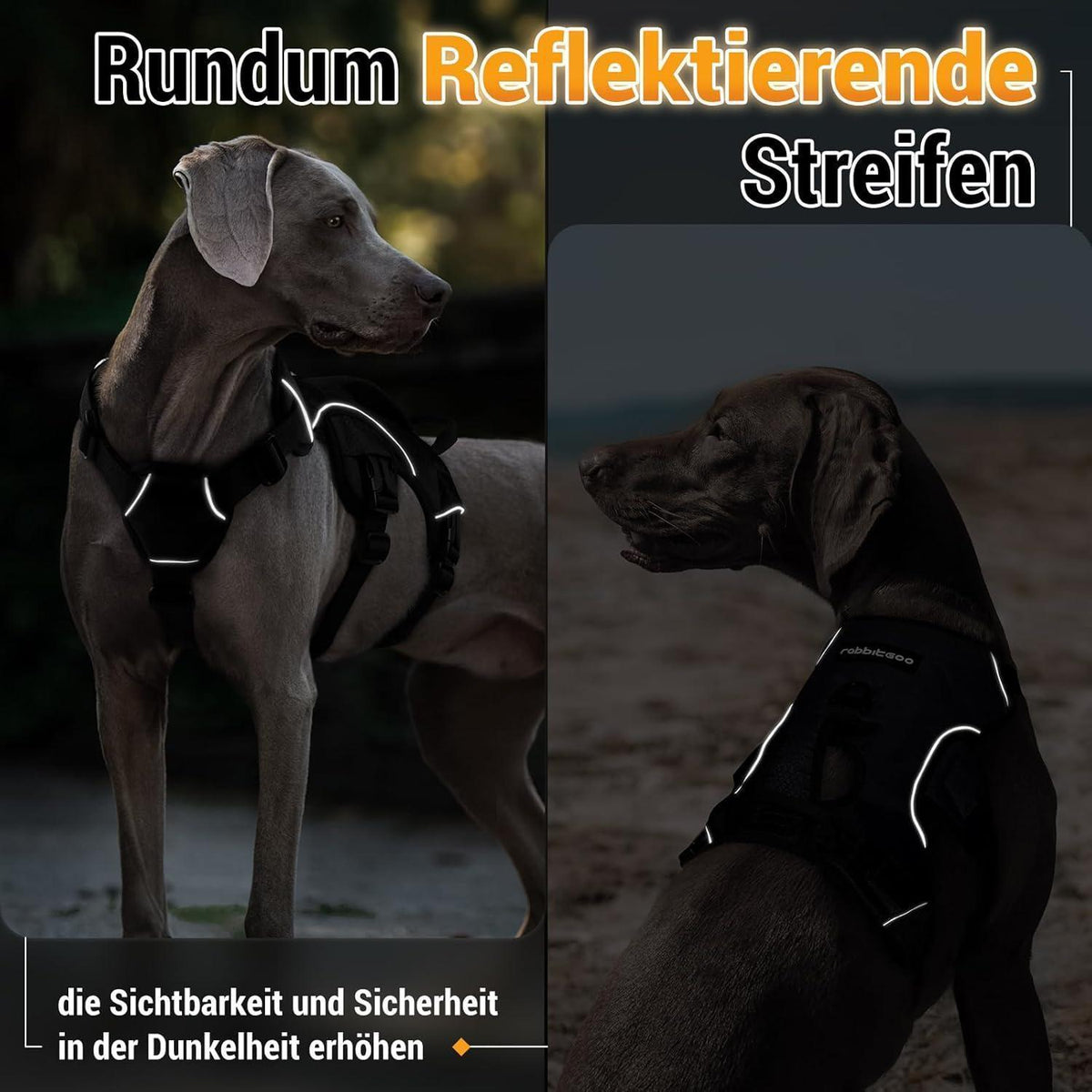Ausbruchsicheres Hundegeschirr mit Griff, Schwarz XL