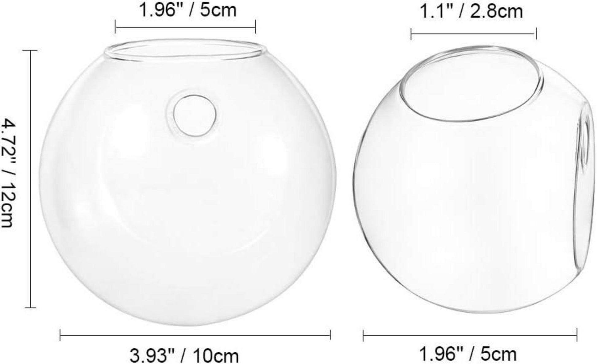Wandbehang Glas Pflanzgefäße Terrarium Sphärische Form 2Stk. Vase 2,12 Unzen