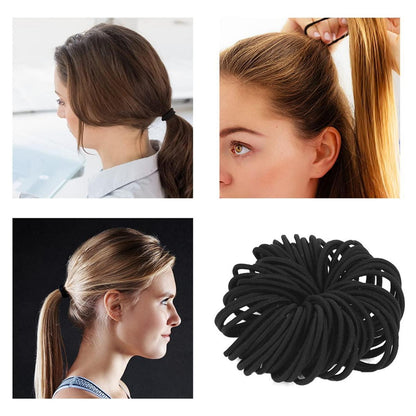 Haargummis 100 Stück Elastisch Schwarz für Frauen Mädchen