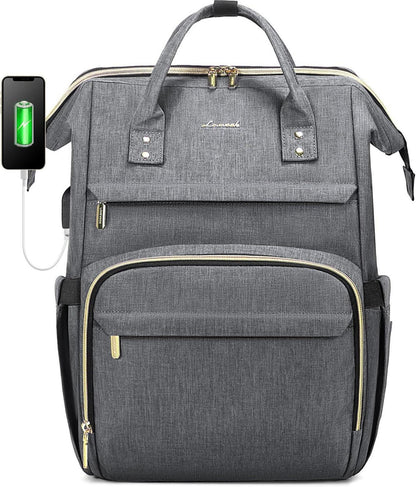 Business Laptop Rucksack Damen 15,6 Zoll USB Ladeanschluss Grau