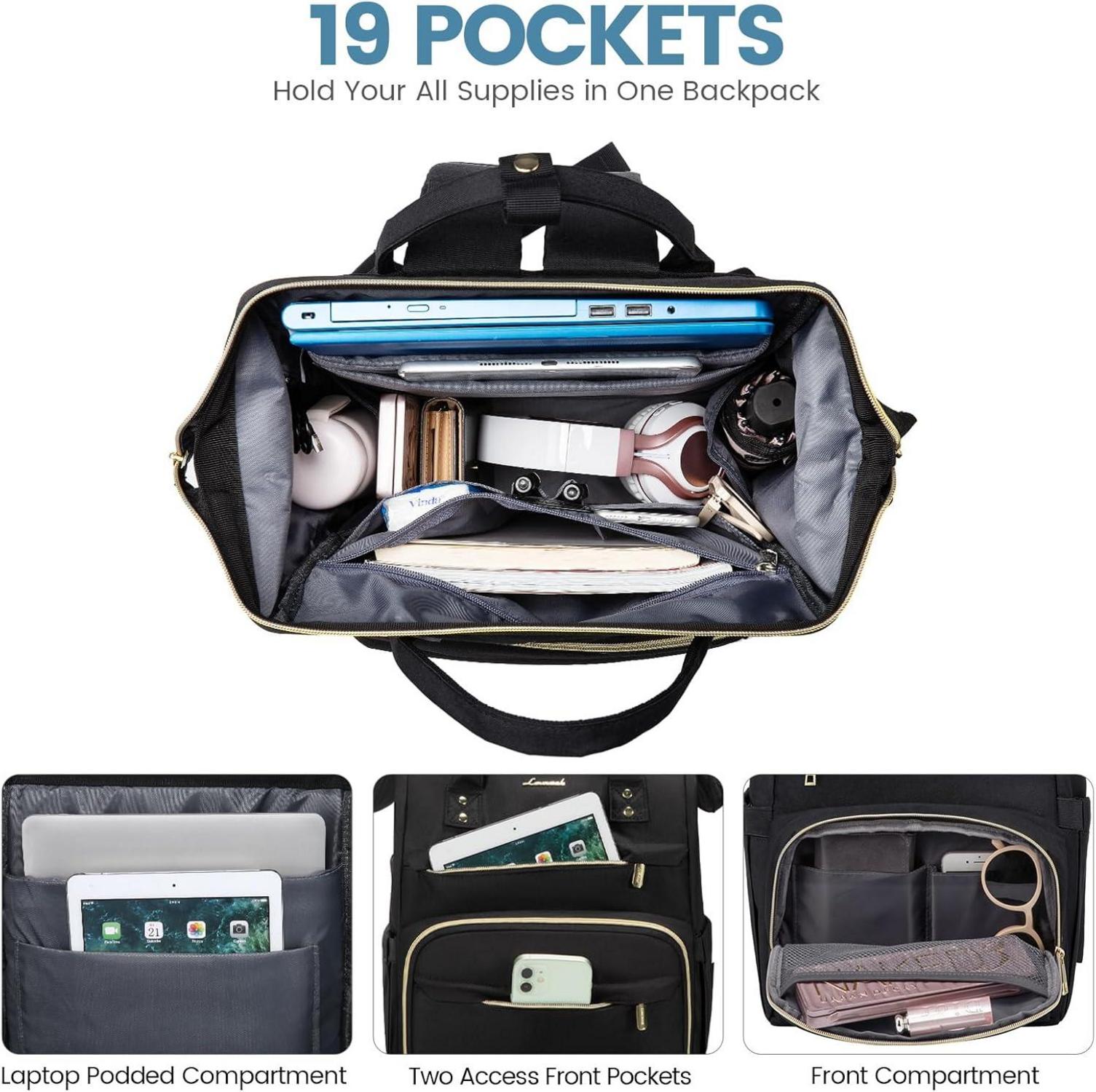 Damen Rucksack Wasserdicht Laptop 15,6 Zoll Groß Backpack