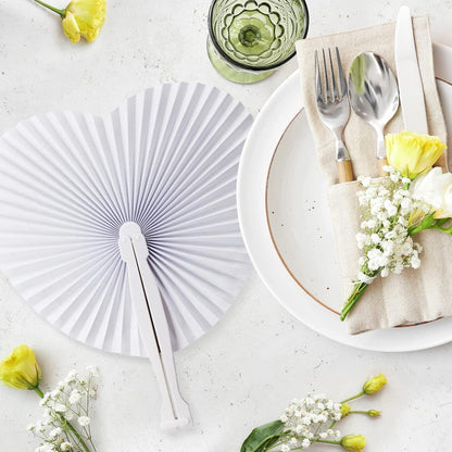 24er Pack Weiße Handfächer Hochzeit Deko Party Accessoires