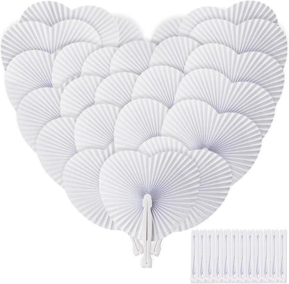 Handfächer Hochzeit Weiß 24er Pack Party Deko Papierfächer