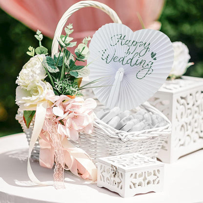 24er Pack Handfächer Hochzeit Weiß Papierfächer Deko Party Fecher