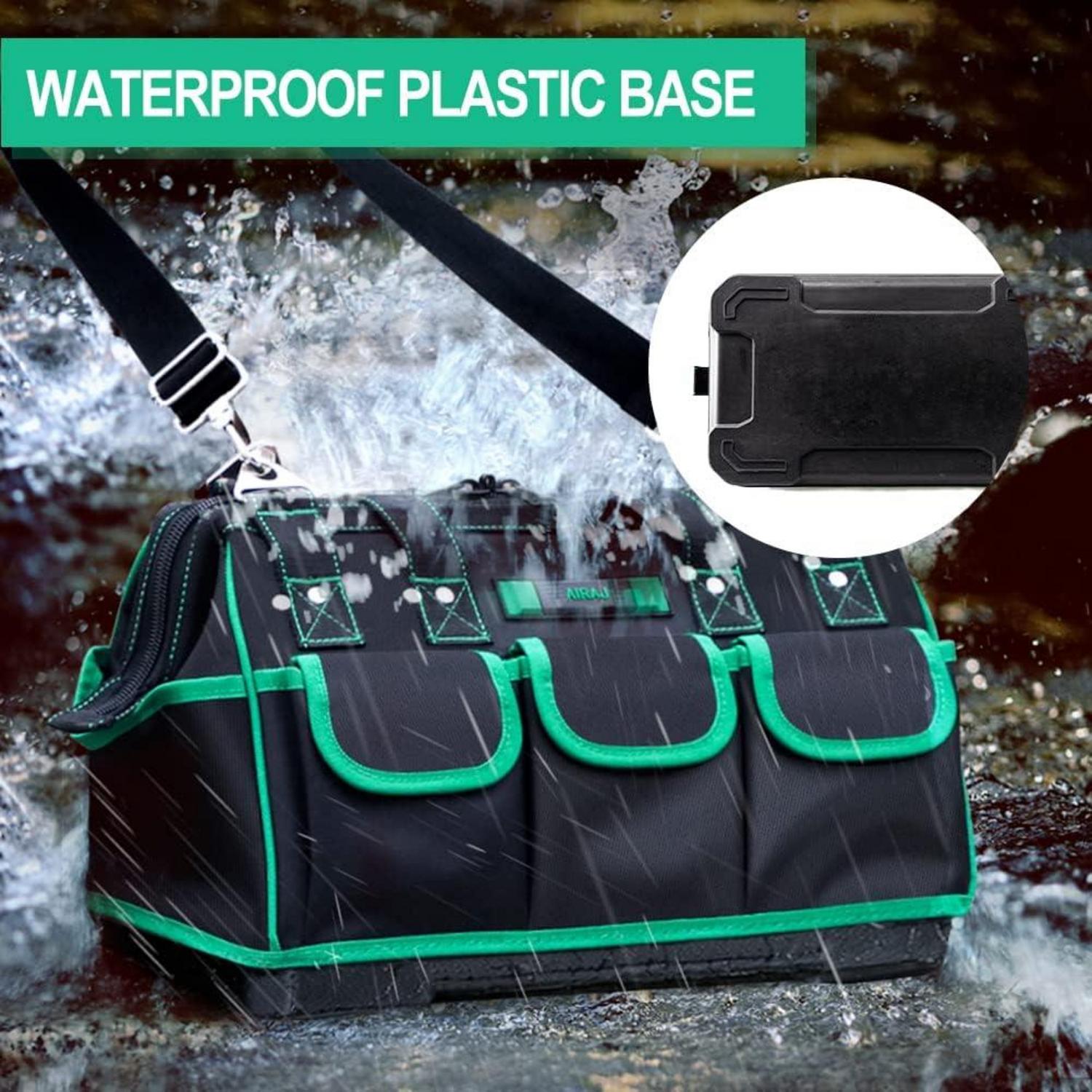 AIRAJ Elektriker Werkzeugtasche 40cm Verstellbarer Schultergurt wasserdichter Boden 1680D Oxford-Gewebe