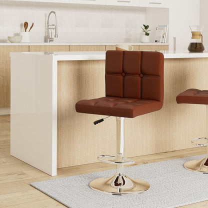 Barhocker-Set (2x) höhenverstellbar, Kaffee in Lederoptik