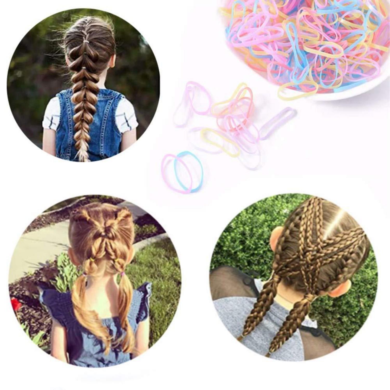 1000 Mini Haargummis Mehrfarbig Mädchen Haarband Elastic Hair Ties