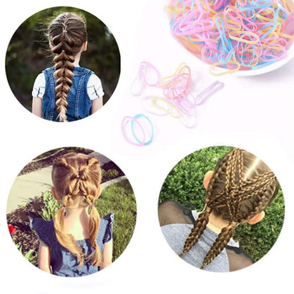 1000 Mini Haargummis Mehrfarbig Mädchen Haarband Elastic Hair Ties