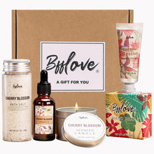 Spa Geschenkset Kirschblüten Box 5-teilig Massageöl Duftkerze Badesalz