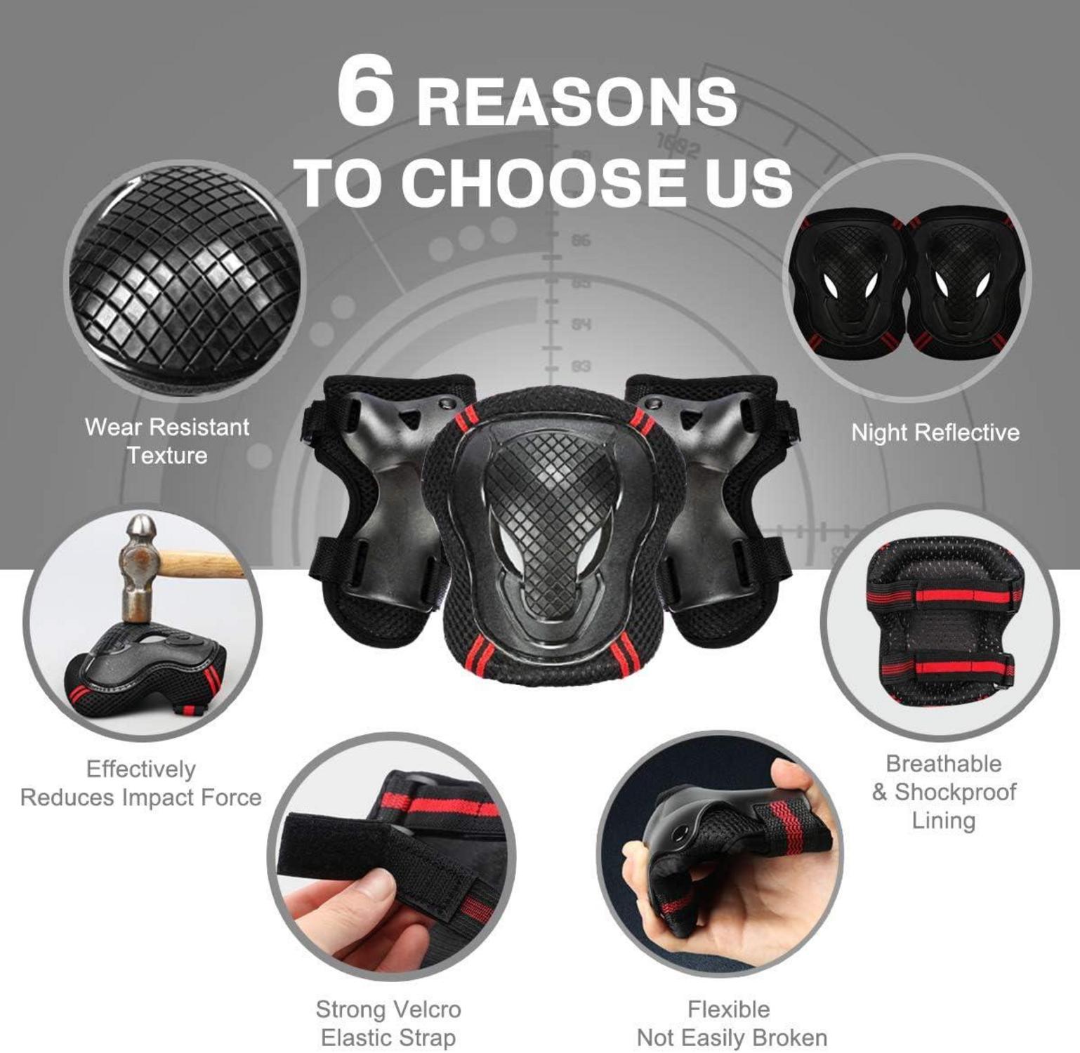 Helm Skateboarding Schoner Set Kinder Erwachsene BMX Skate Rad Schutz 48-52cm