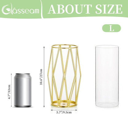 Skandinavische Glasgoldvase 27cm Hoch für Pampasgras & Dekoration