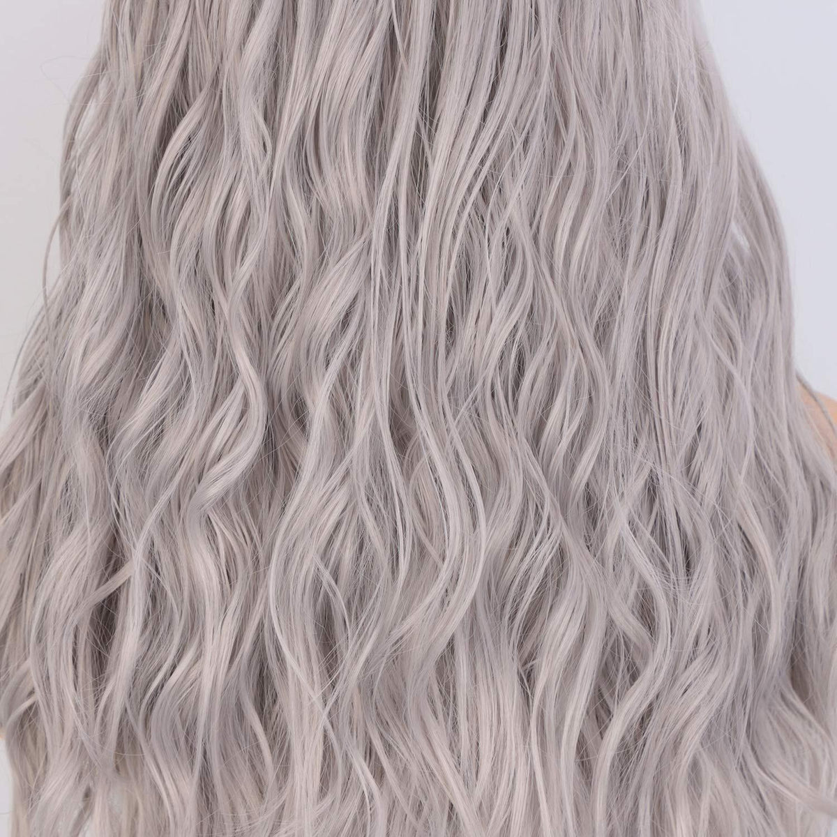 Graue Lang Lockige Damen Perücke Ombre Silber Haar Perücke