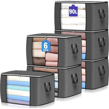 Große 6er Set 90L Aufbewahrungsbox mit Deckel für Kleidung