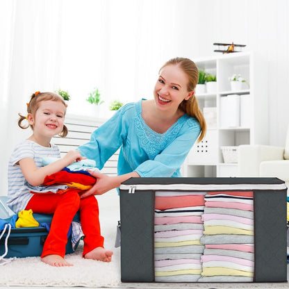 Große 6er Set 90L Aufbewahrungsbox mit Deckel für Kleidung