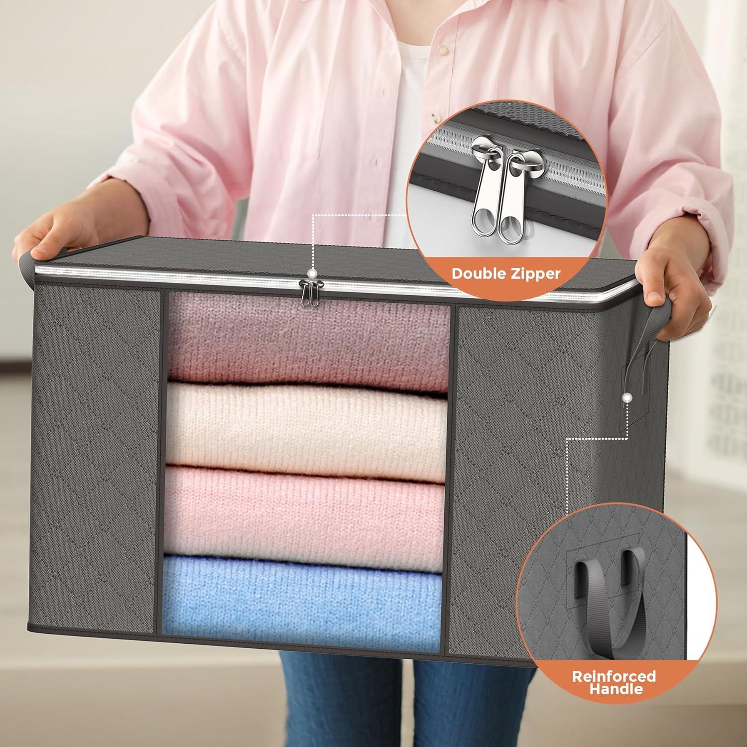 Aufbewahrungsbox mit Deckel 6er Set 90L - Grau Groß Multifunktional