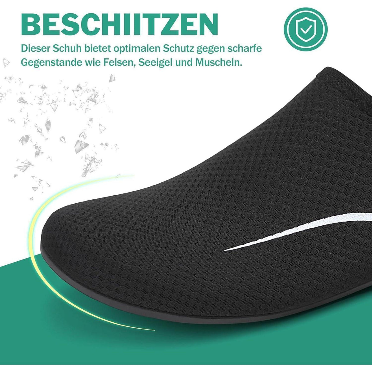 Badeschuhe Wasserschuhe Schnell Trocknend Herren Damen Schwarz