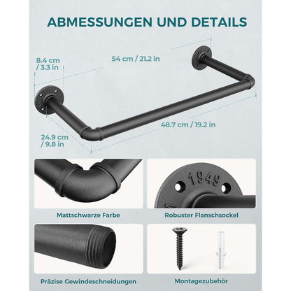 OROPY Industrierohr Kleiderstange 2er Set, 49cm