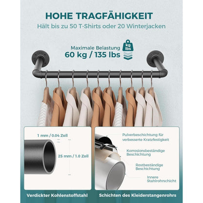 OROPY Industrierohr Kleiderstange 2er Set, 49cm