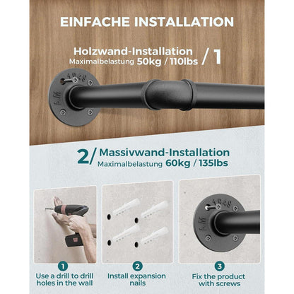 OROPY Industrierohr Kleiderstange 2er Set, 49cm