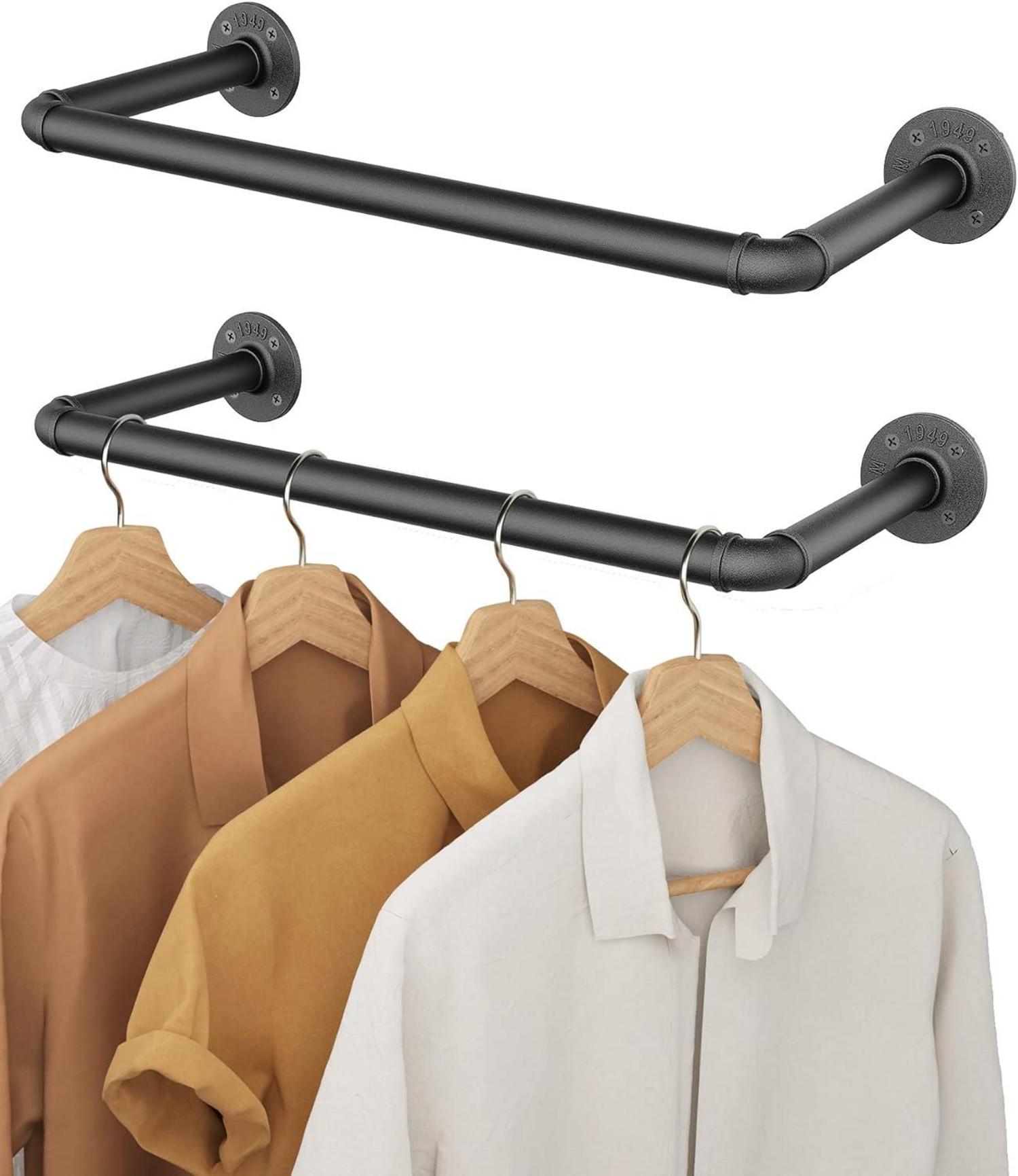 OROPY Industrierohr Kleiderstange Set 49cm wandmontage Metall
