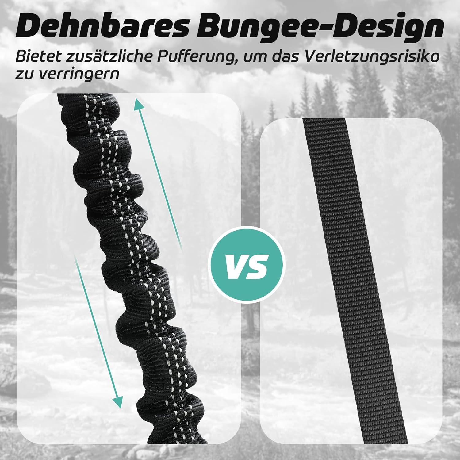 Starke Bungee Hundeleine mit Reflektierenden Streifen Schwarz 114-158cm