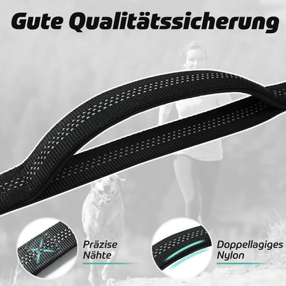 Starke Bungee Hundeleine 2 Gepolsterte Griff Metallhaken Schwarz